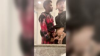 Teasing my friend until he fucks me on the public bathroom H - Gay Porn Video