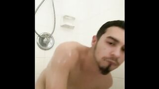 Twink has INTENSE Orgasm with Dildo in Shower 