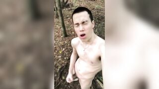 19 Year old Jesse Gold almost Gets Caught Jerking off in the Woods