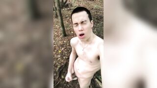 19 Year old Jesse Gold almost Gets Caught Jerking off in the Woods 2