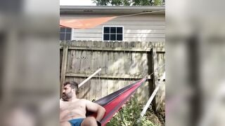 Rex Mathews Risky Public Outdoors Strip and Jerk in Hammock outside Neighbors Windows on Busy Street _2