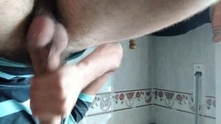 Jerking off his HUGE COCK in his STEPMOM's Kitchen, while she Cleaned, I saw in the Mirror that she Jomilove - BussyHunter.com