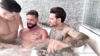 Malik Delgaty, Josh Moore, and Papi Kocic fuck in a hot tub - Gay Porn Sex