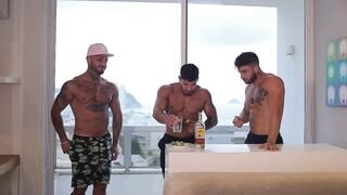 Alejo Ospina, Daniel Montoya and Lucas Threesome Video - BBK - Creampie - Part 1 - Gay Porn Sex