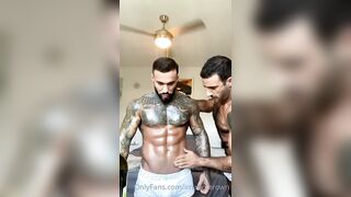 Imanol Brown and Eliad Coen rub oil over each other - Gay Porn Sex Video