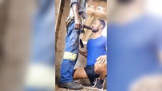 Construction worker had his buddy stop by for a fucking