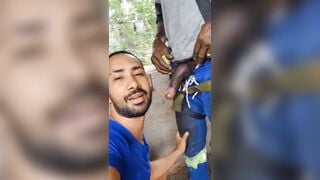 Construction worker had his buddy stop by for a fucking