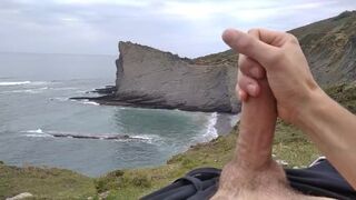 Big Beautiful Big Fat Cock Gets Handjob in Public with Gorgeous Sea Views Jomilove - BussyHunter.com