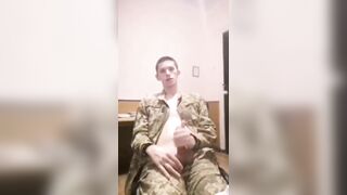 Guys in Uniform - Soldier gives self release - Gay Porn Video