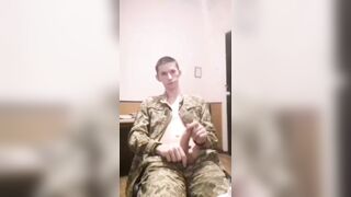 Guys in Uniform - Soldier gives self release - Gay Porn Video