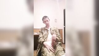 Guys in Uniform - Soldier gives self release - Gay Porn Video