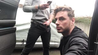 Milking the cum from Gabriel in a public car park