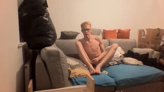 Skinny teenger strokes his cock and shows off his body in front the camera Peter bony