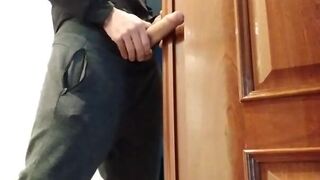 Handjob from Hot Amateur Guy with Big Cock, Shoots at the Door Jomilove - BussyHunter.com