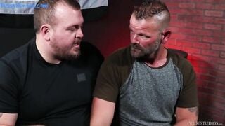 bearback hearing impaired silver daddy face fucked by hunter scott pride studios