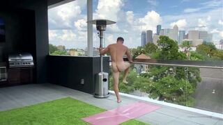 Doing naked yoga on the balcony Part 1 Nick Sandell - Gay Fans BussyHunter.com