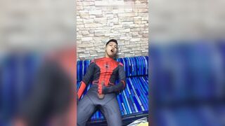 chinese handsome spiderman solo masturbation