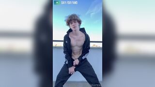 Jerking off hard on my balcony till I cum TymothyFire - Gay Fans BussyHunter.com