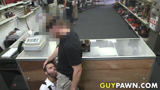 hunky pawnbroker banging customer in the back room