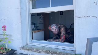 Hoping the neighbours get distracted by my mates tattoos while i eat his hole - BussyHunter.com (Gay Porn sexxx)