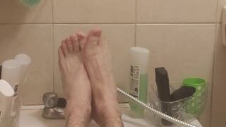 Showing off my sexy long skinny feet and legs while taking a bubble bath Peter bony