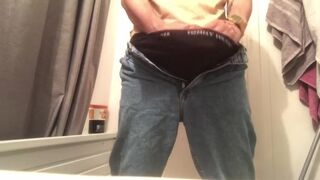 A Guy in Jeans Jerked off his Dick and Cummed KolinArt - BussyHunter.com