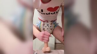 Twink Fucks his own Ass through Soaked 24h Diaper diaperbabyslut - BussyHunter.com