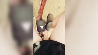 Risky Outdoor Dildo Bike Ride with a Suction Cup Dildo up my Ass That